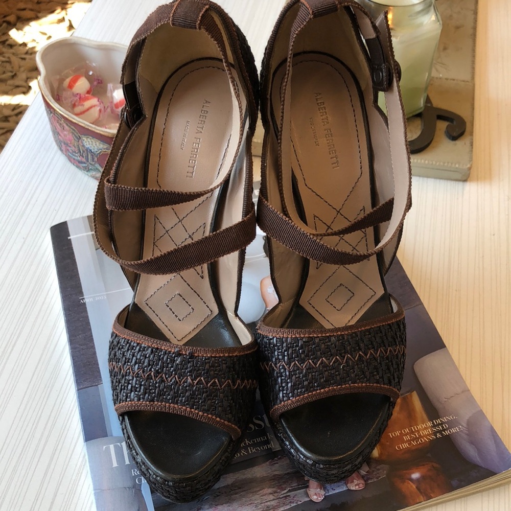 Alberta Ferretti Dark Brown Strappy Heels
